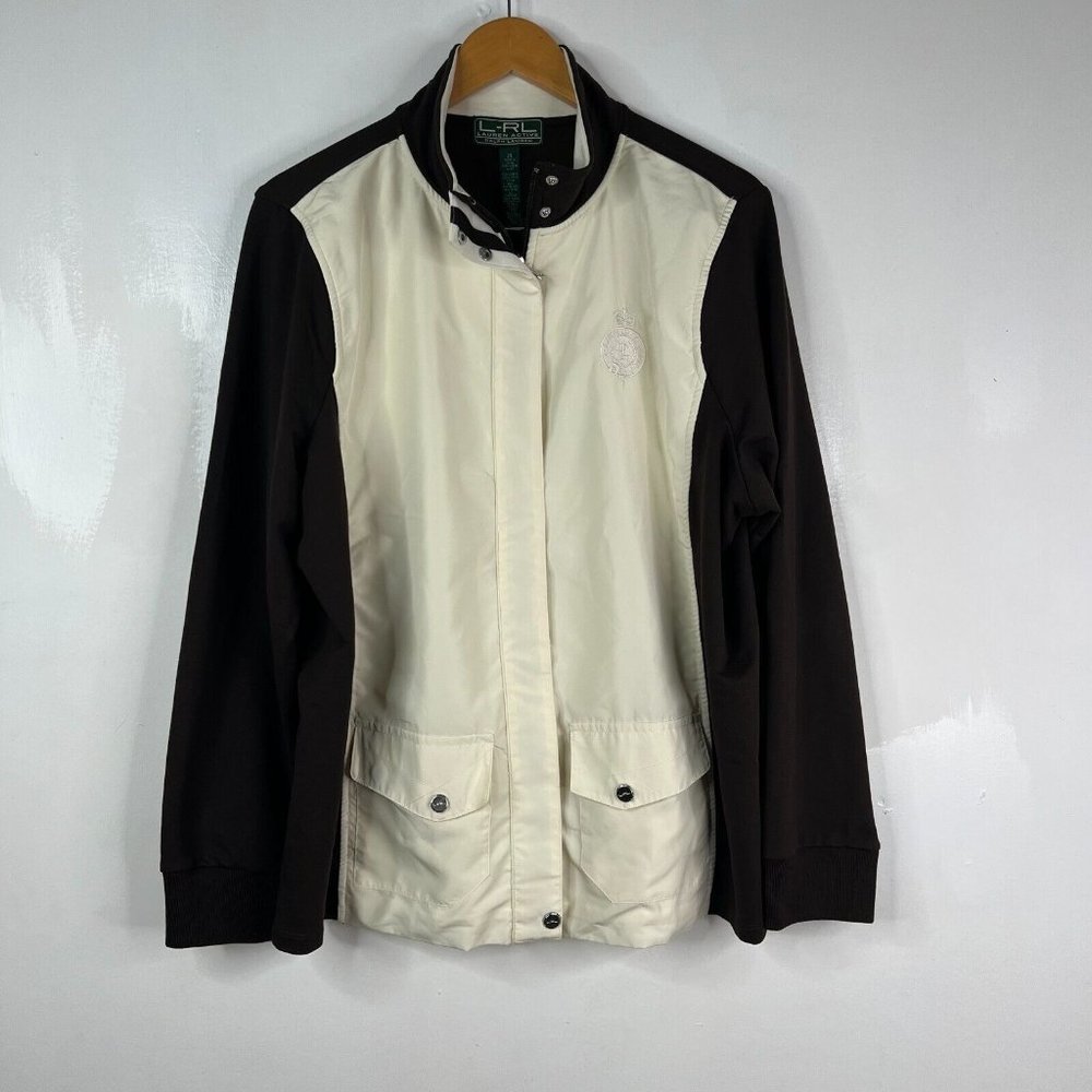 Lauren Active Ralph Lauren Jacket Womens Plus Sz 2X Brown White Full Zip